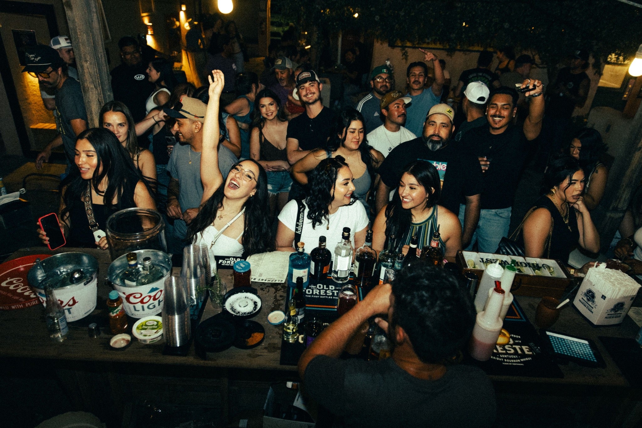 Guests enjoying an evening together at the Elephant Ranch bar